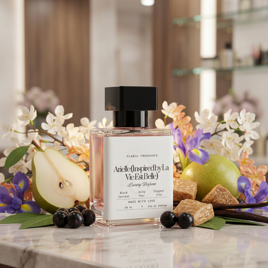 Arielle bottle with scent notes background